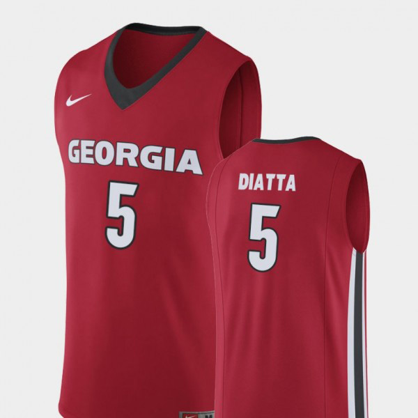 Men's #5 Pape Diatta Georgia Bulldogs Replica College Basketball Jersey - Red